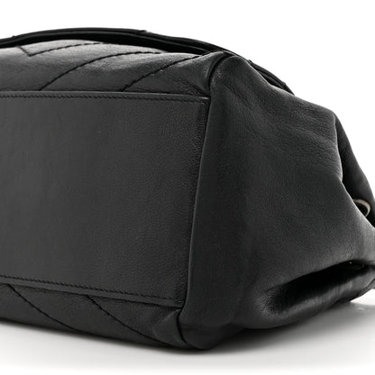 Saint Laurent Pebbled Lambskin Chevron Monogram Small Nolita Black 9 of 17