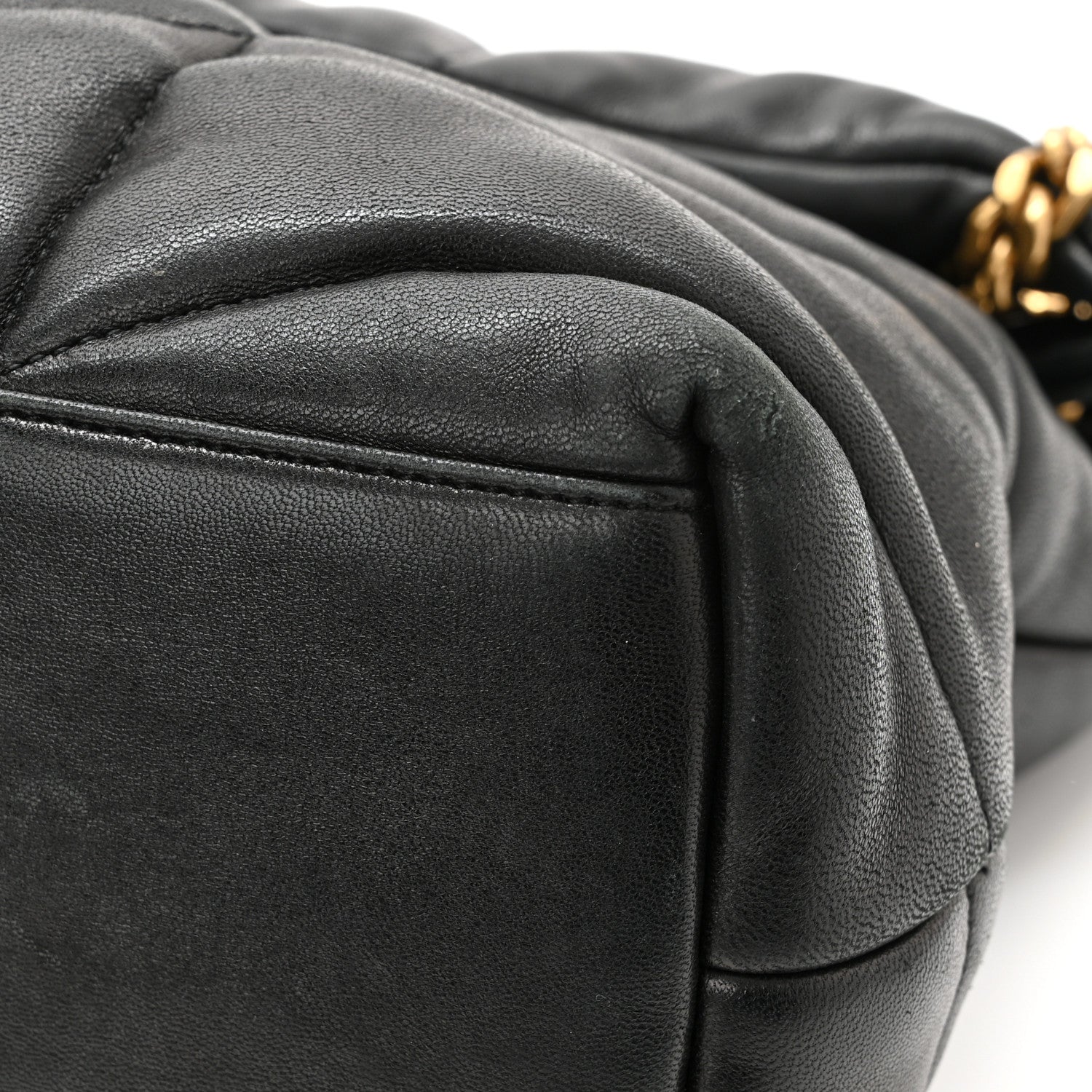 Saint Laurent Lambskin Quilted Medium Loulou Puffer Monogram Chain Satchel Black 11 of 16