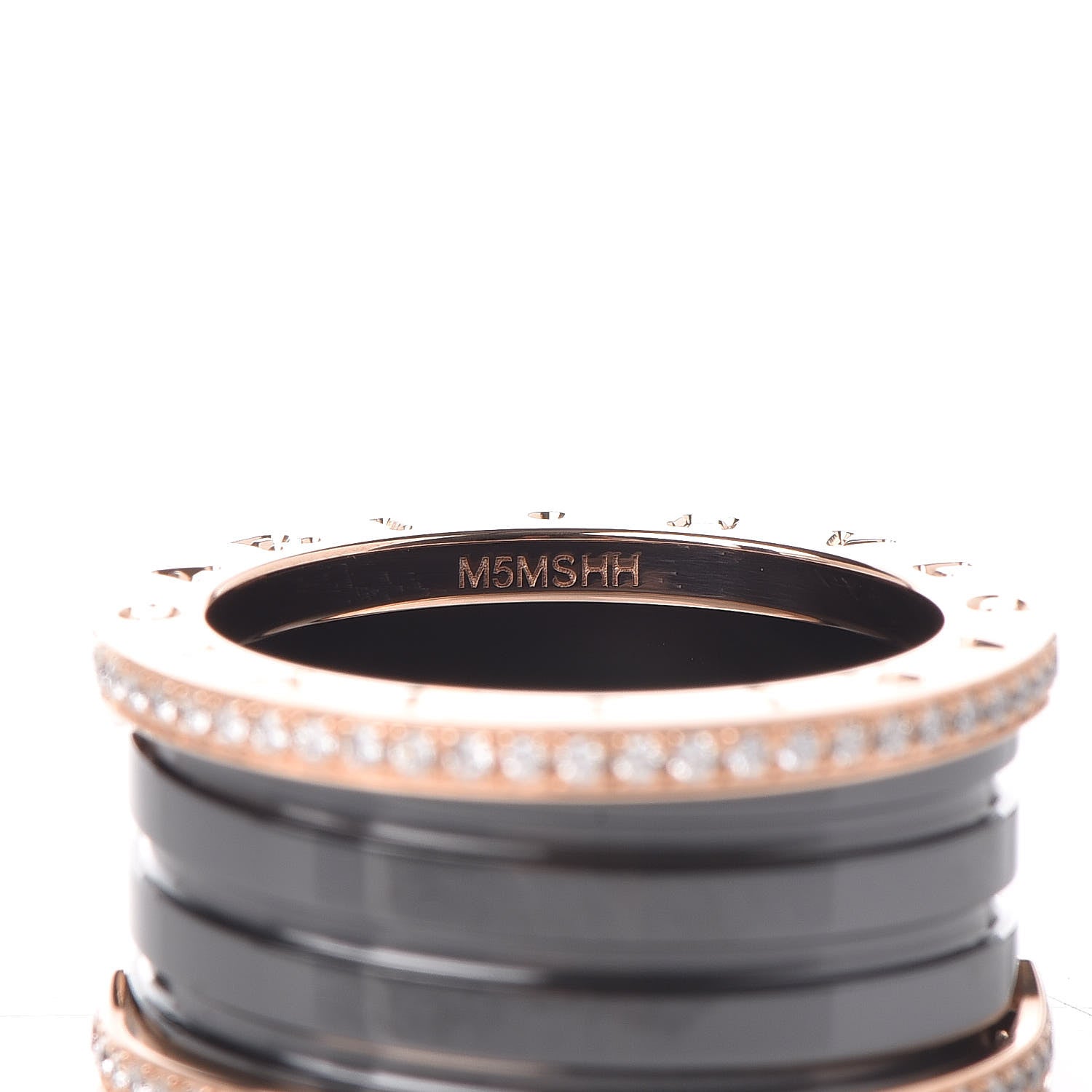 Bulgari 18K Rose Gold Black Ceramic Diamond B.Zero1 Four-Band Ring 57/8.25 4 of 6