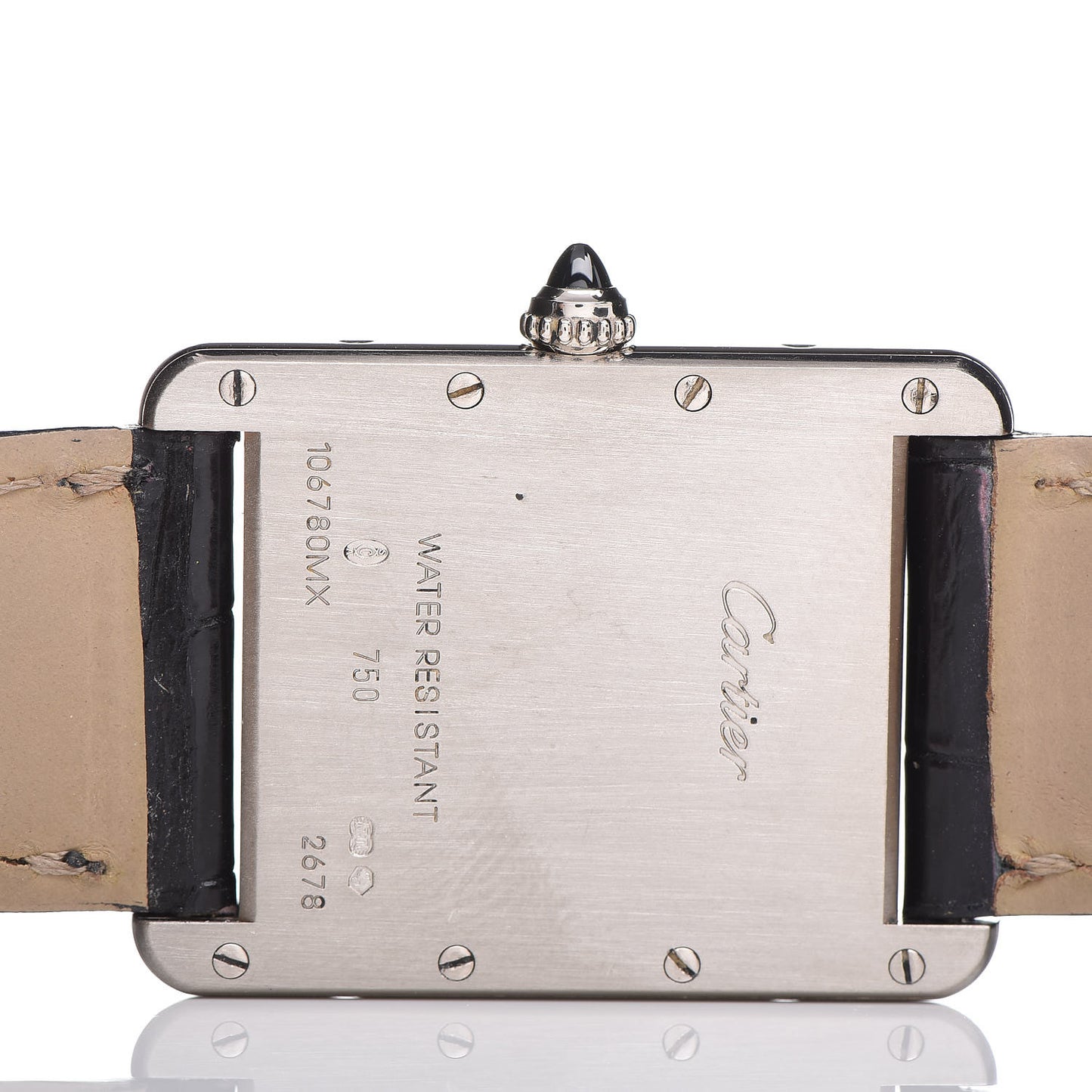 18K White Gold Alligator 26mm Tank Louis Quartz Watch
