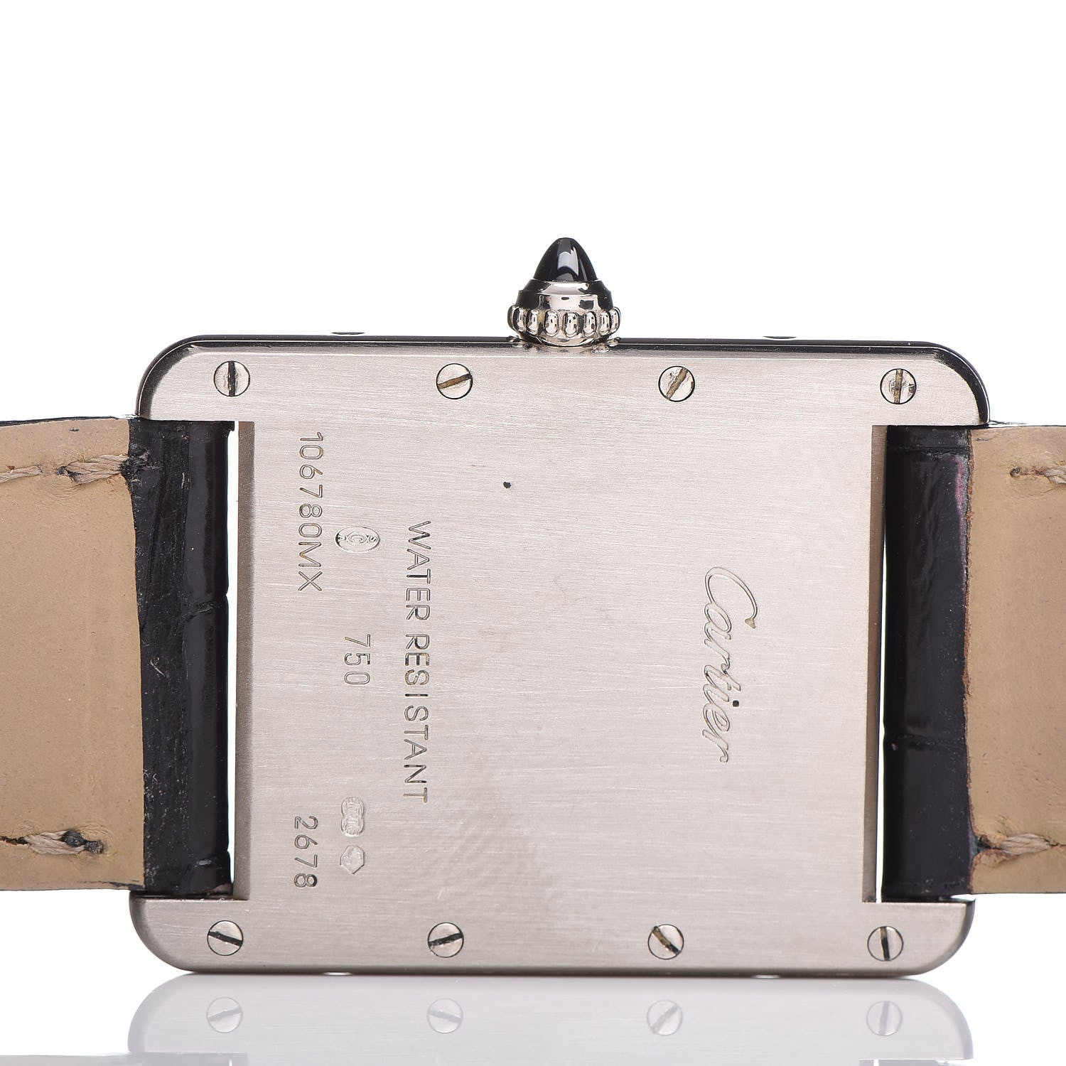 Cartier 18K White Gold Alligator 26mm Tank Louis Quartz Watch 8 of 9