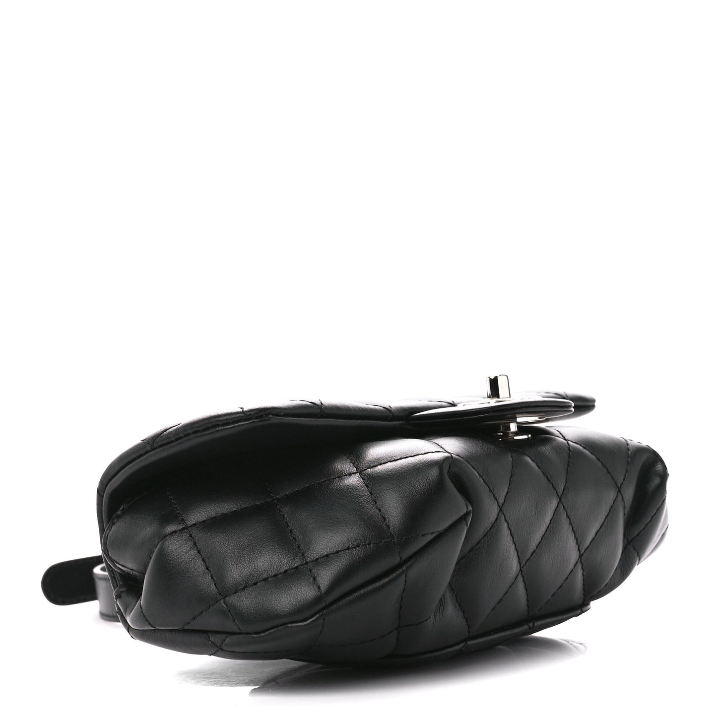 Calfskin Quilted CC Uniform Flap Belt Bag Black