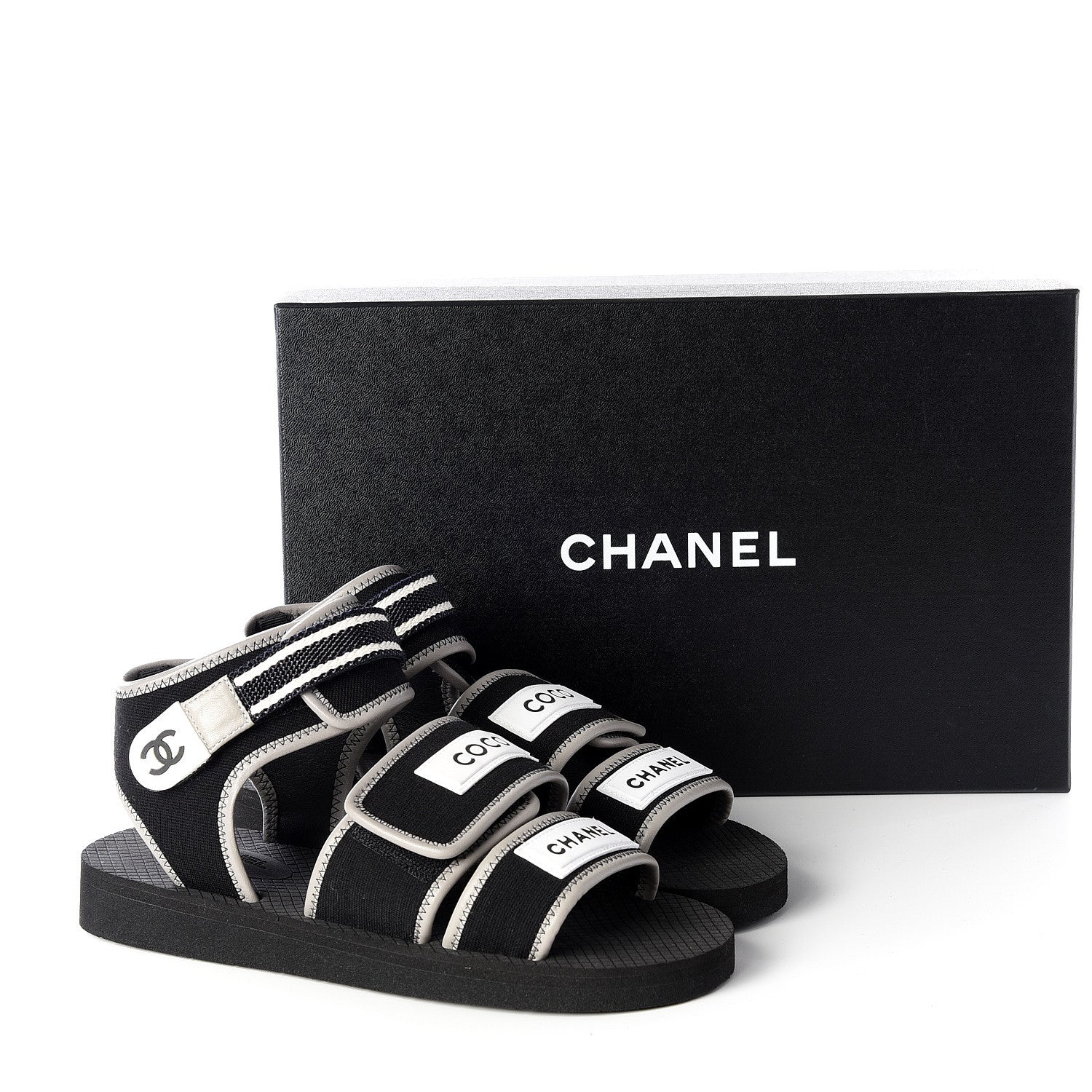 Chanel Lambskin Jersey Coco Sandals 38 Black 11 of 11