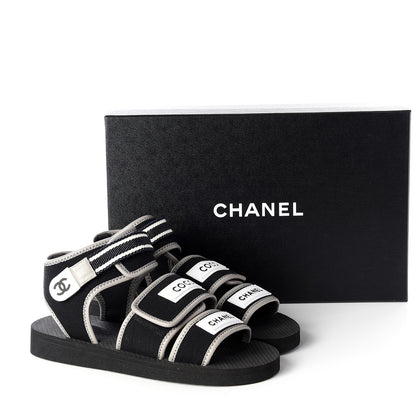 Chanel Lambskin Jersey Coco Sandals 38 Black 11 of 11