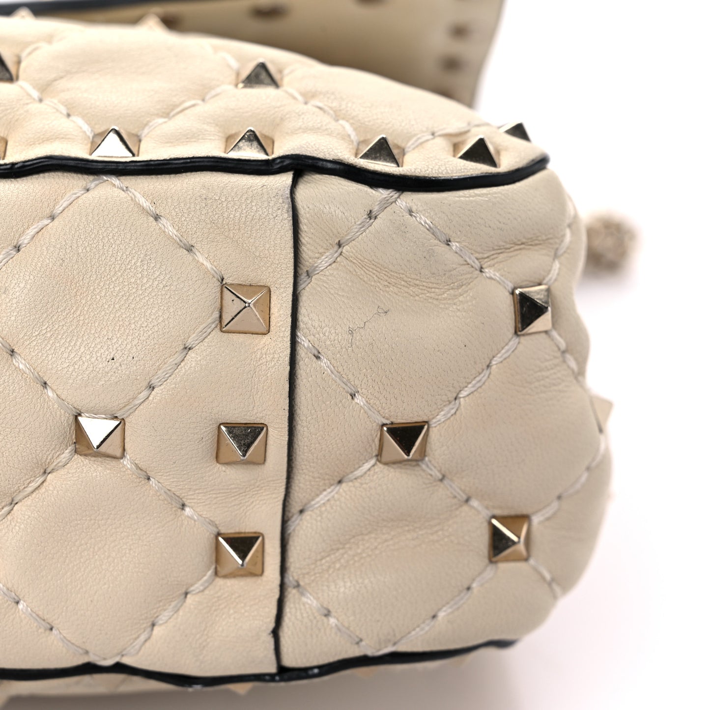 Nappa Medium Rockstud Spike Shoulder Bag Light Ivory