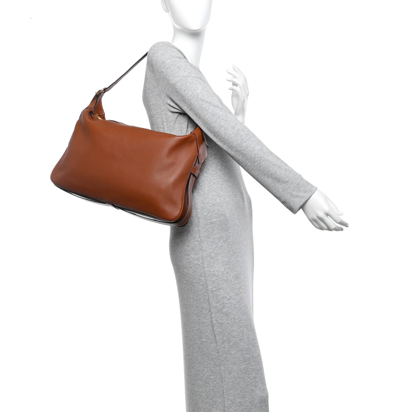 Supple Calfskin Large Romy Shoulder Bag Tan