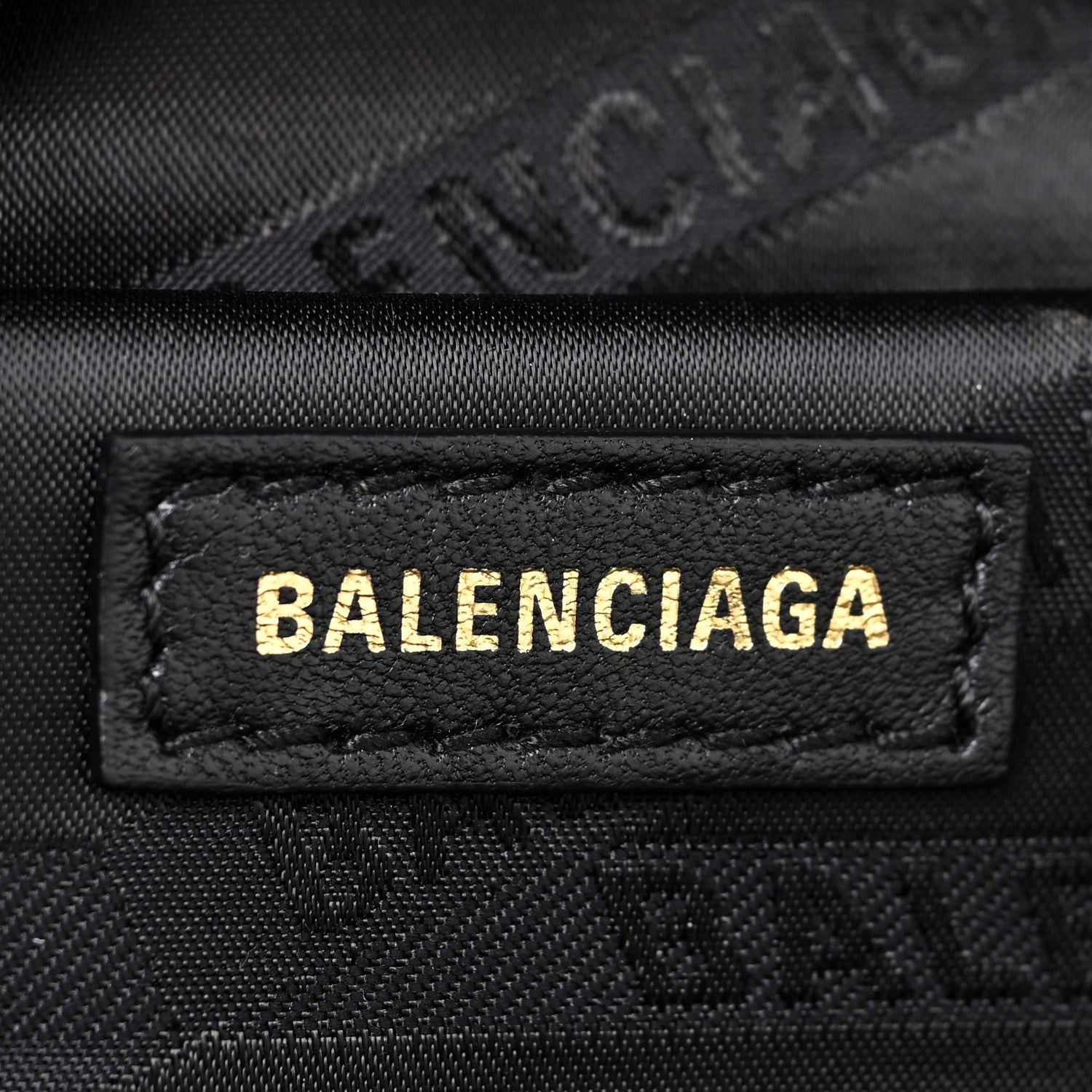Balenciaga Shiny Goatskin Allover Logo Embossed XXS Souvenir Belt Bag Black 6 of 11