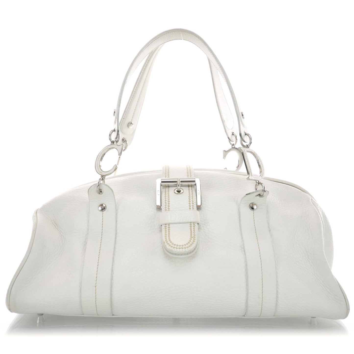 Leather Charm Satchel White