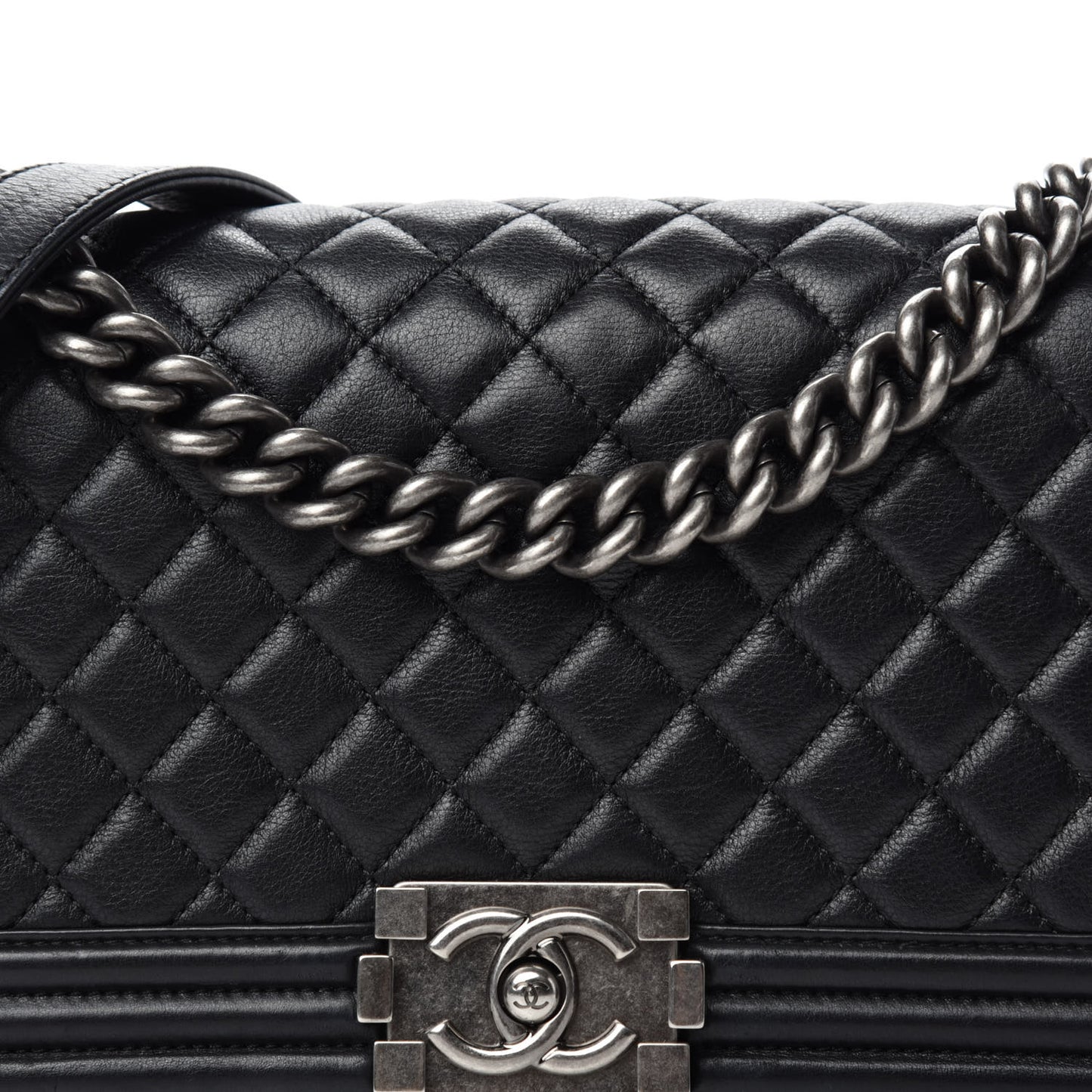 Calfskin Quilted Medium Boy Flap Black