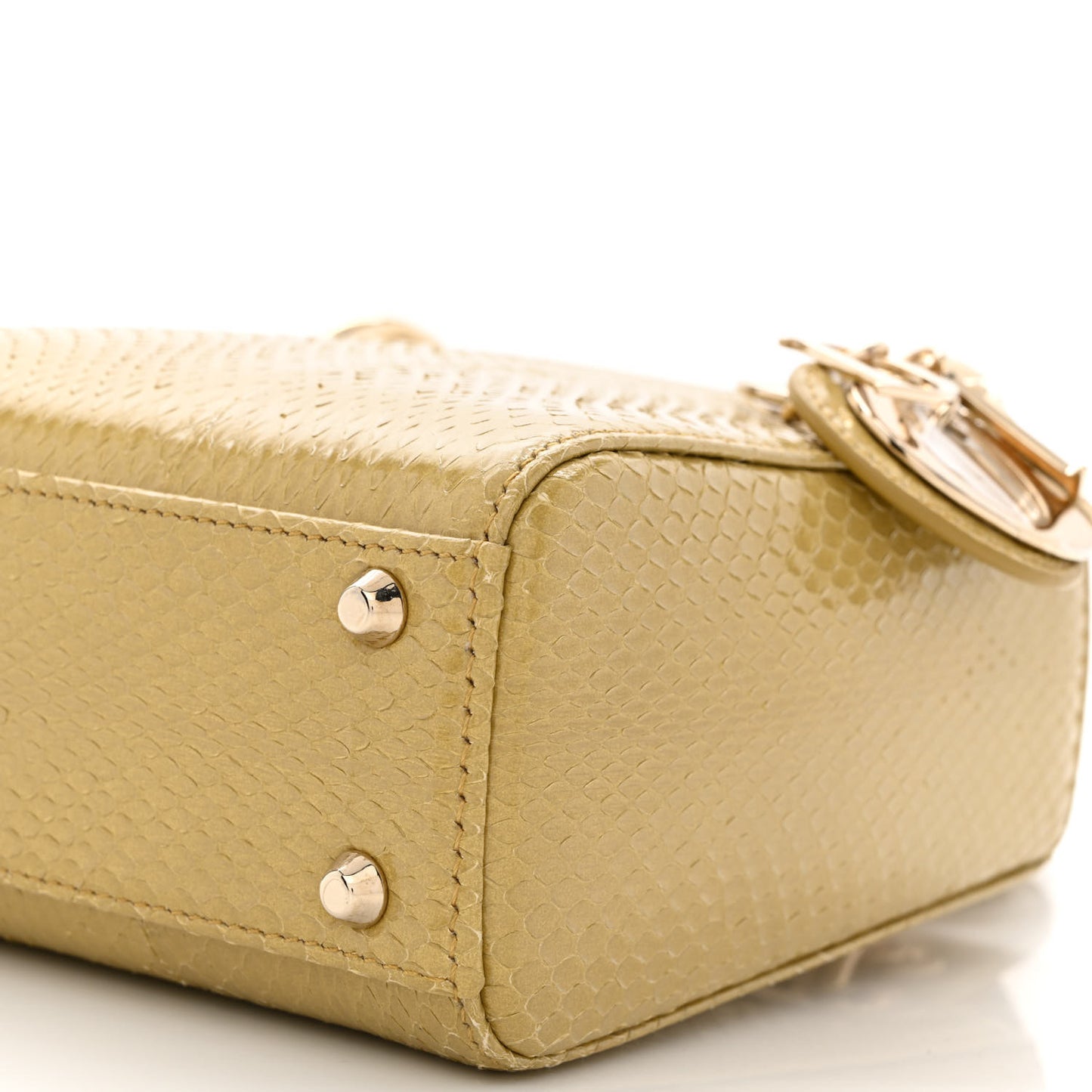 Snakeskin Mini Lady Dior Beige