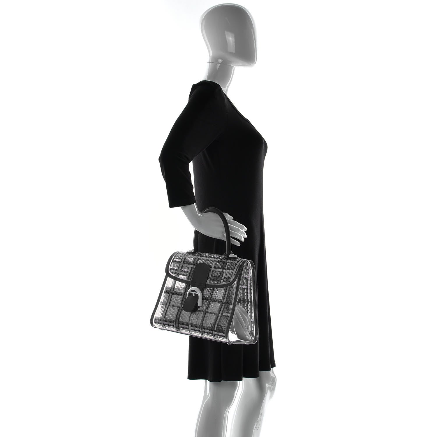 Delvaux Vinyl Gingham The Dreamer MM Brillant Satchel Navy 2 of 13