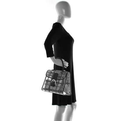 Delvaux Vinyl Gingham The Dreamer MM Brillant Satchel Navy 2 of 13