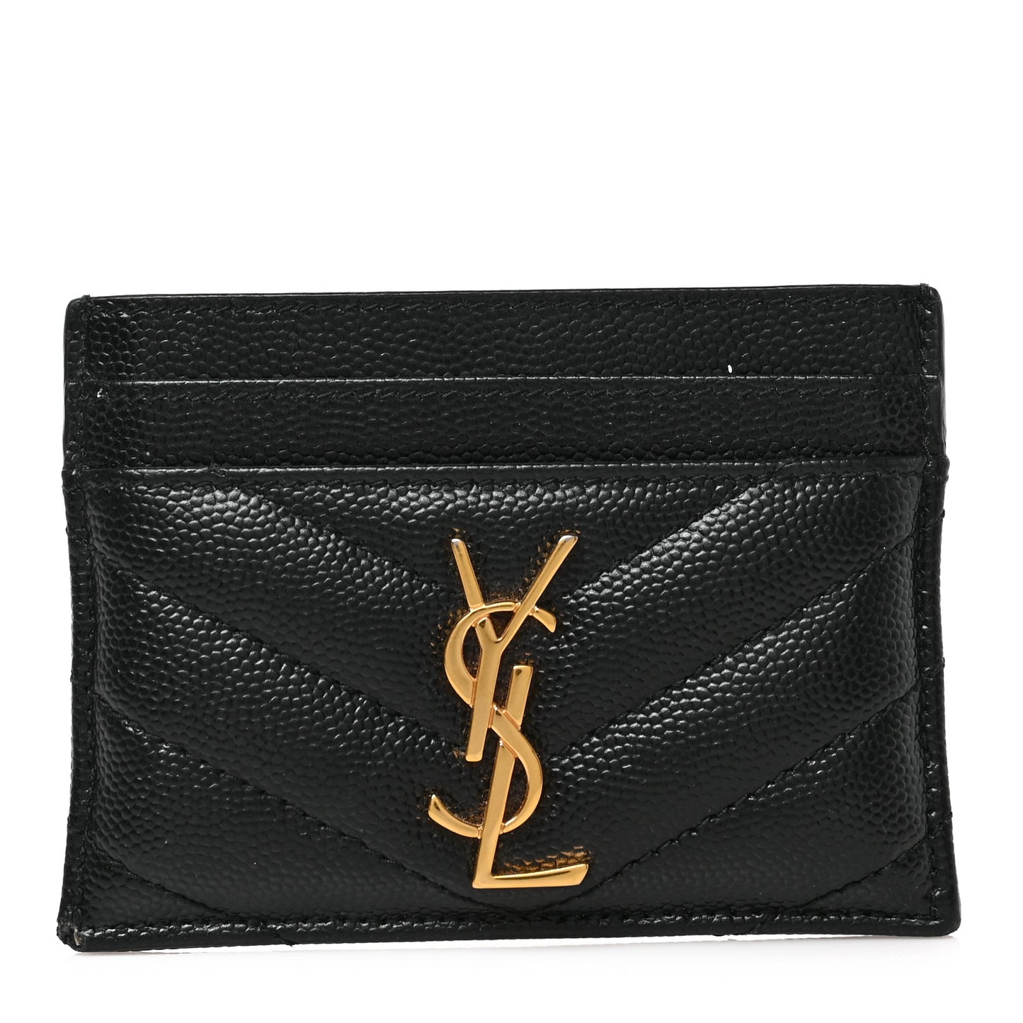 Grain De Poudre Matelasse Chevron Monogram Credit Card Case Black