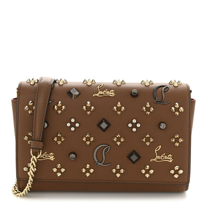 Christian Louboutin Calfskin Spikes Loubinthesky Paloma Wallet On Chain  Biscotto 1 of 11