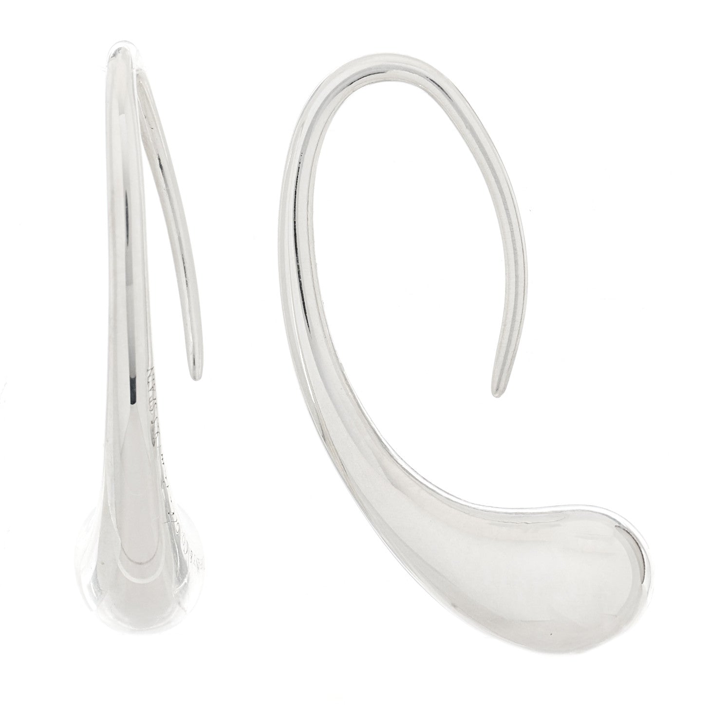 Tiffany Sterling Silver Elsa Peretti Teardrop Hoop Earrings 1 of 4
