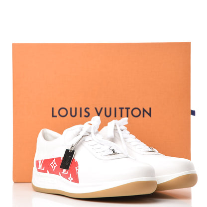 Louis Vuitton X SUPREME Calfskin Monogram Sneakers 9.5 White Red 9 of 9