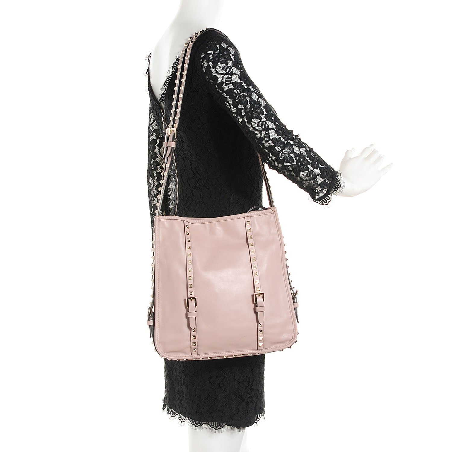 Valentino Garavani Vitello Rockstud Shopper Tote Poudre 2 of 8