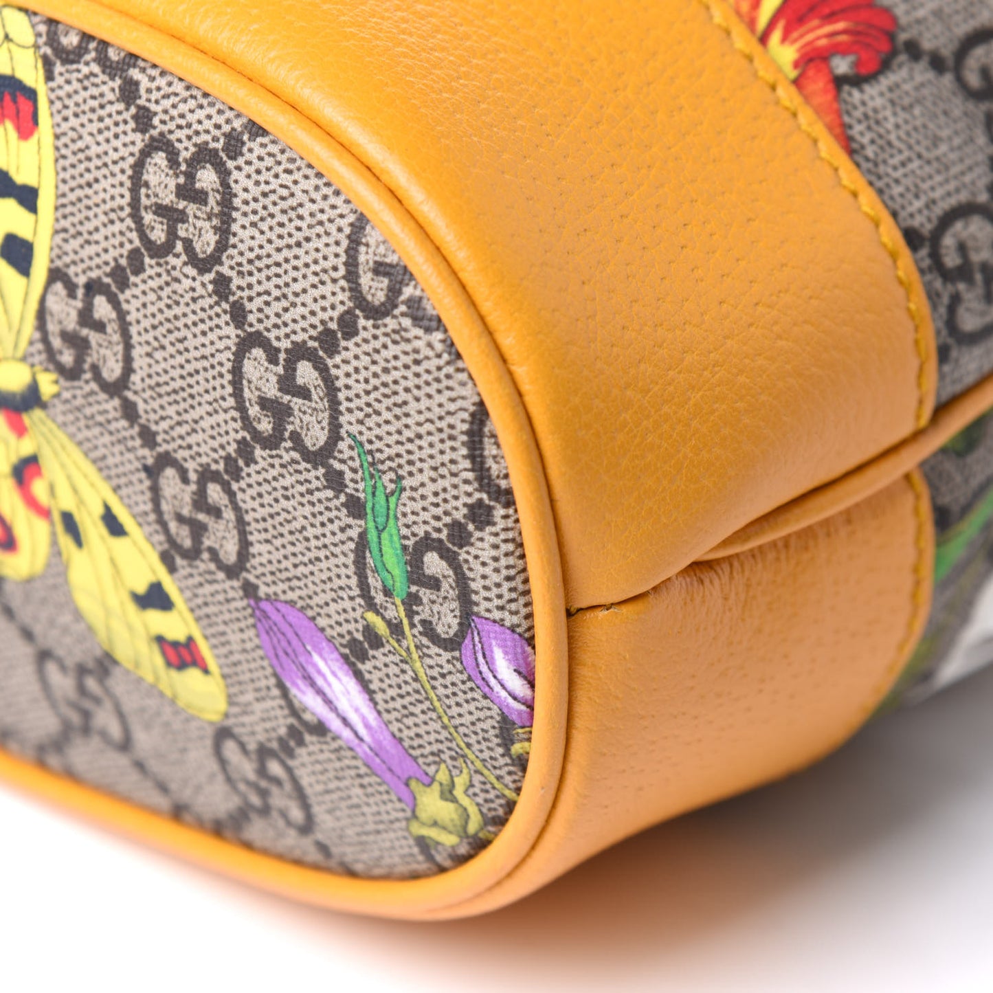 GG Supreme Monogram Flora Small Ophidia Bucket Bag Beige Multicolor Crop