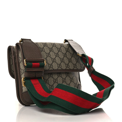 Gucci GG Supreme Monogram Web Small Neo Vintage Double Flap Messenger Bag Beige New Acero 3 of 9