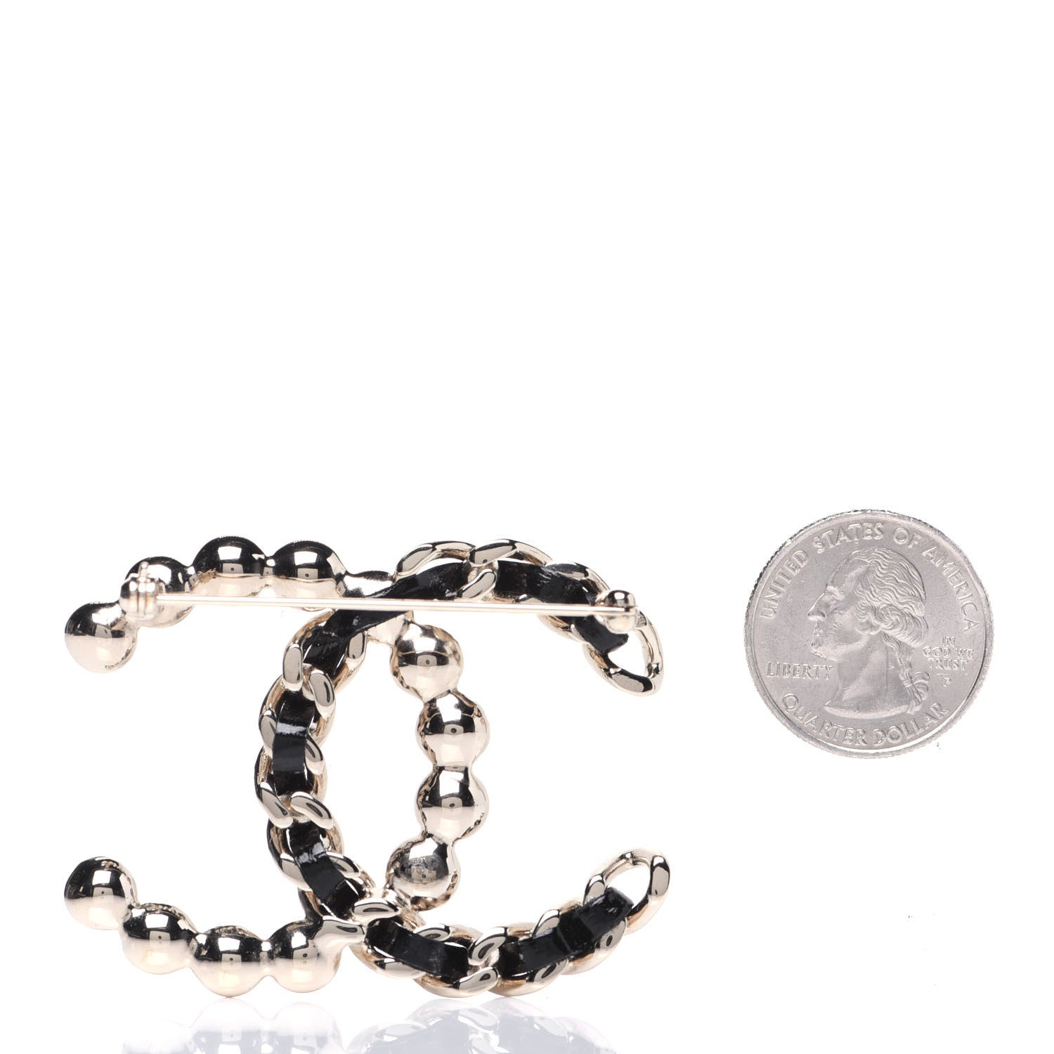 Chanel Lambskin Pearl CC Chain Brooch Black Gold 2 of 9