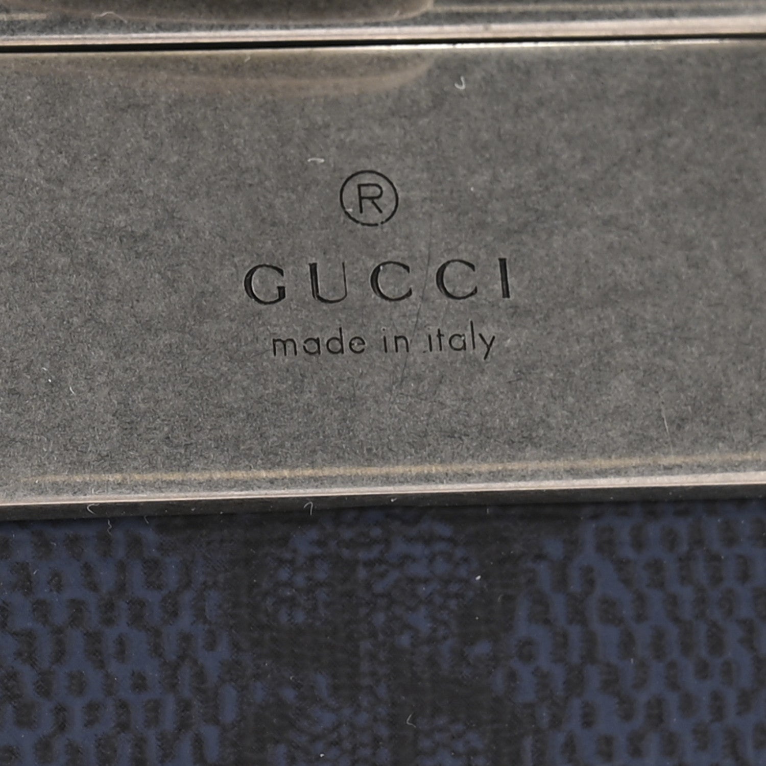Gucci GG Supreme Monogram Plutone Calfskin Palladium Double G Reversible 37mm Belt 90 36 Black Blue 5 of 6