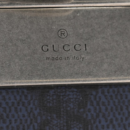 Gucci GG Supreme Monogram Plutone Calfskin Palladium Double G Reversible 37mm Belt 90 36 Black Blue 5 of 6
