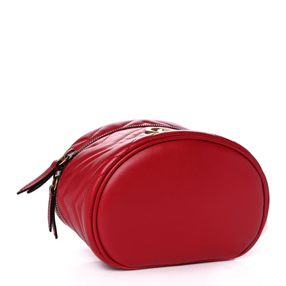 Gucci Calfskin Matelasse Mini GG Marmont Round Backpack Hibiscus Red 3 of 10