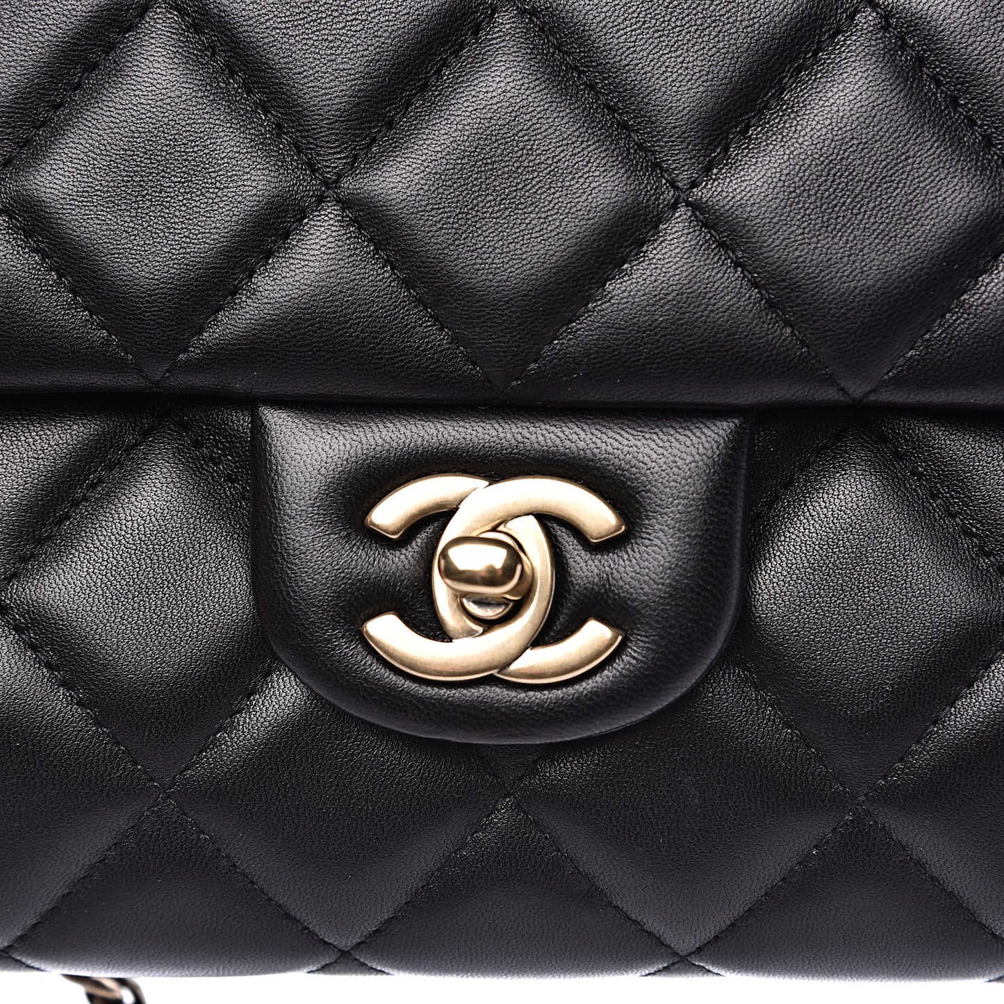 Lambskin Quilted Clutch With Chain Flap Black