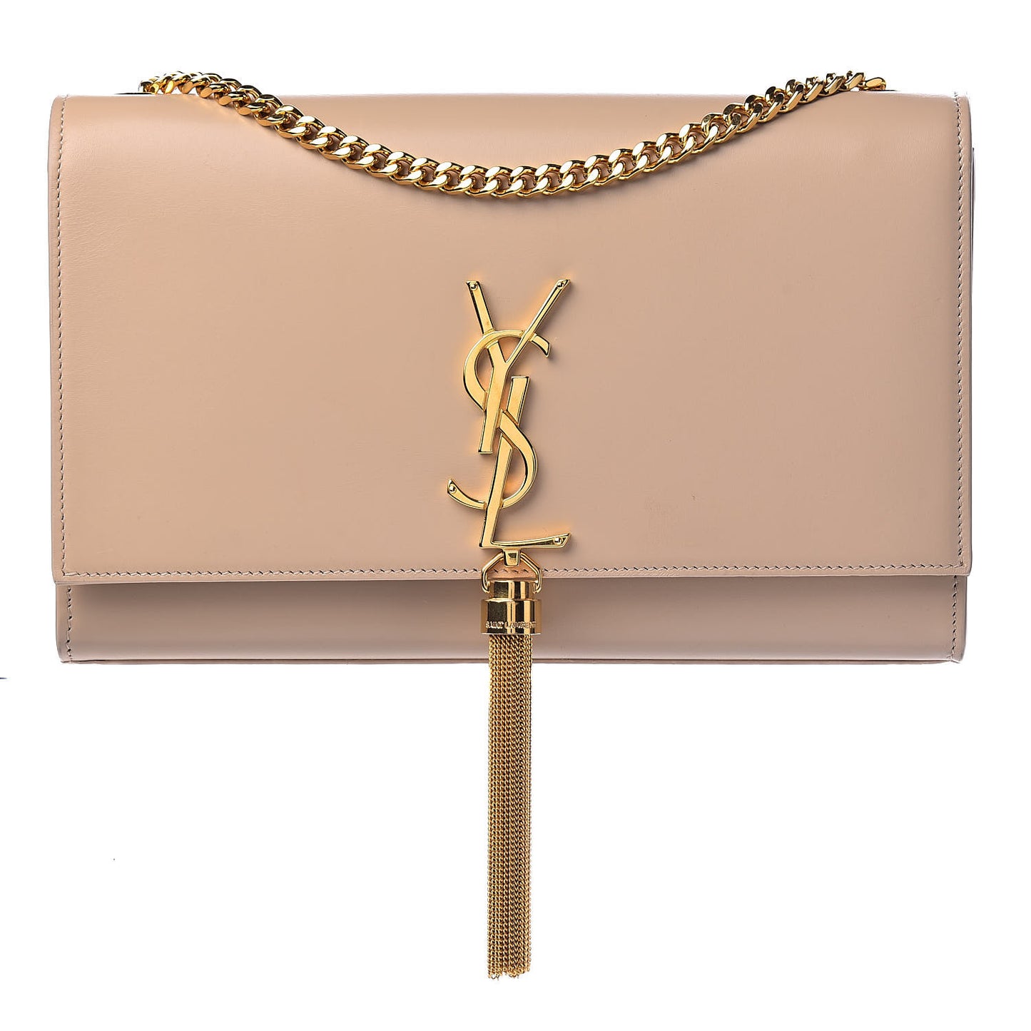 Smooth Calfskin Medium Classic Monogram Kate Tassel Satchel Dark Beige