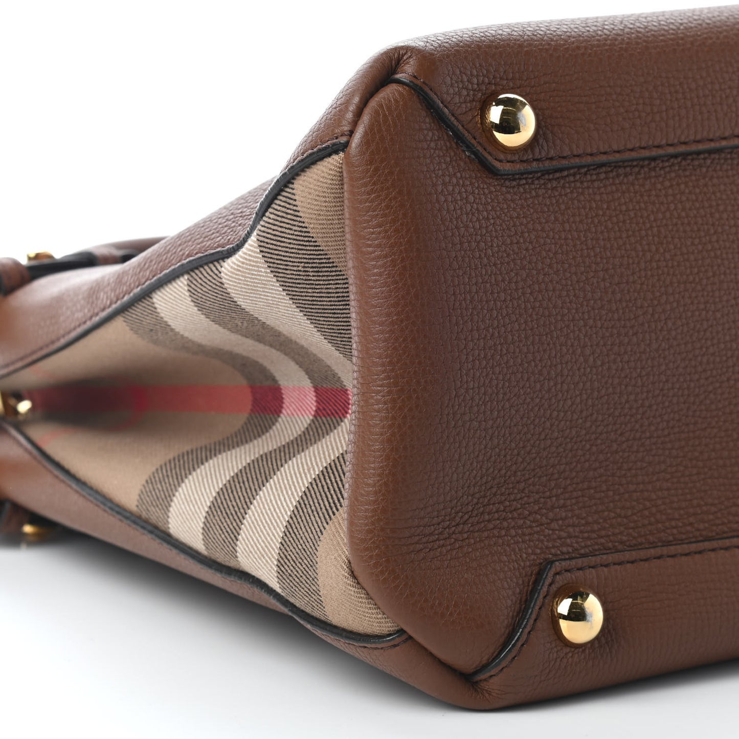 Grainy Calfskin House Check Medium Banner Tote Tan