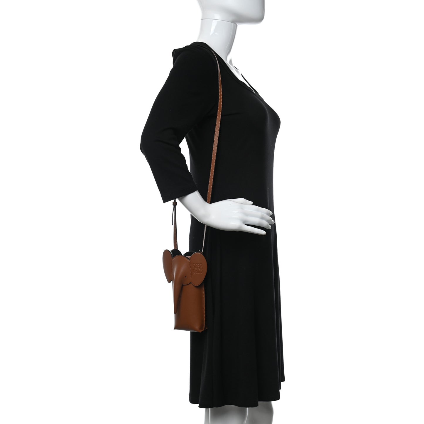 Calfskin Elephant Pouch Crossbody Bag Tan