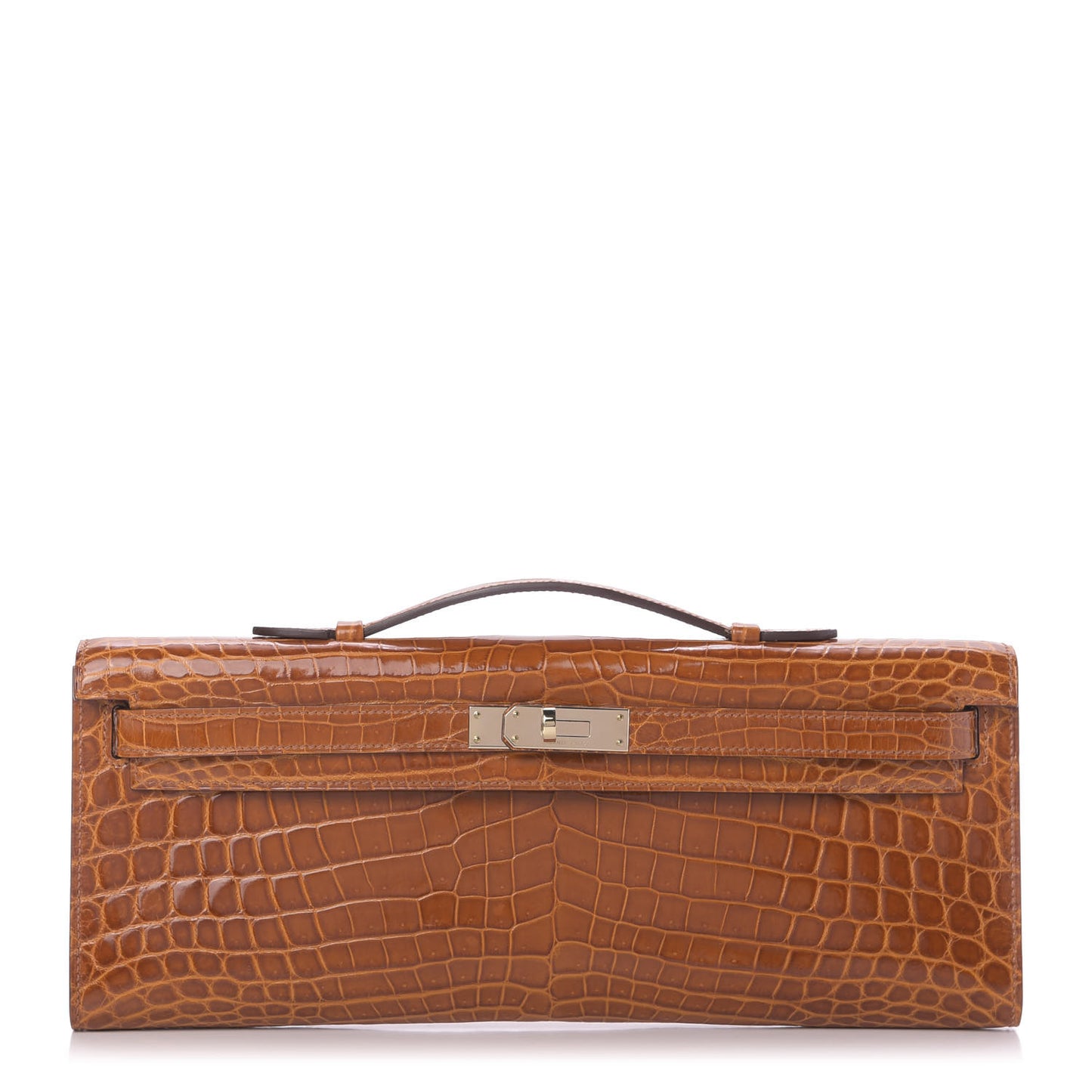 Shiny Niloticus Crocodile Kelly Cut Pochette Pain D'Epice