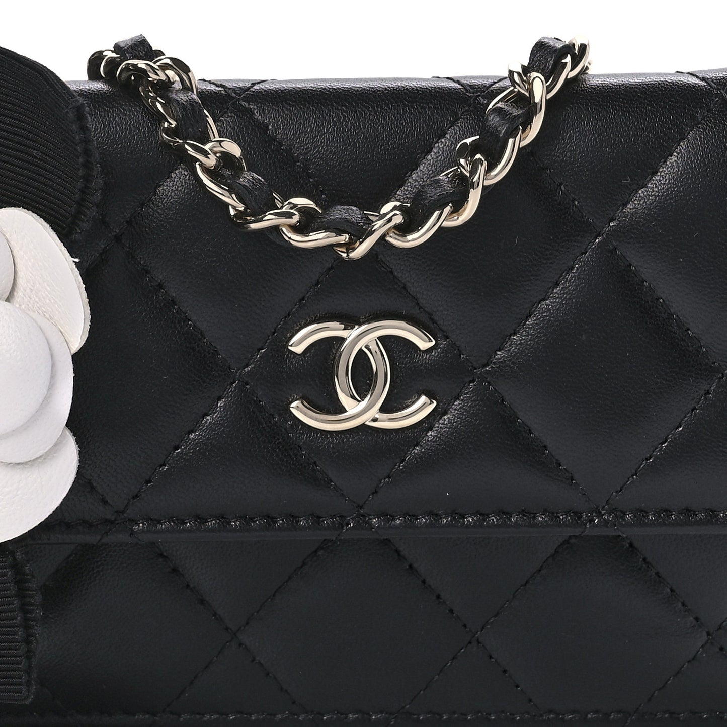 Lambskin Quilted My Chanel Lady Card Holder On Chain Black