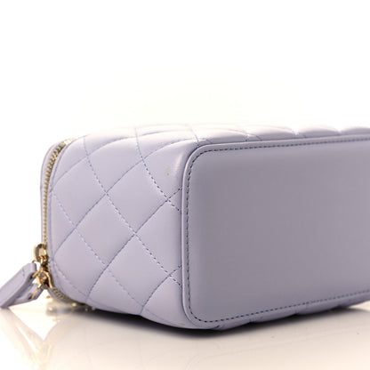 Chanel Lambskin Quilted Small Top Handle Vanity Case With Chain Light Purple 6 of 8