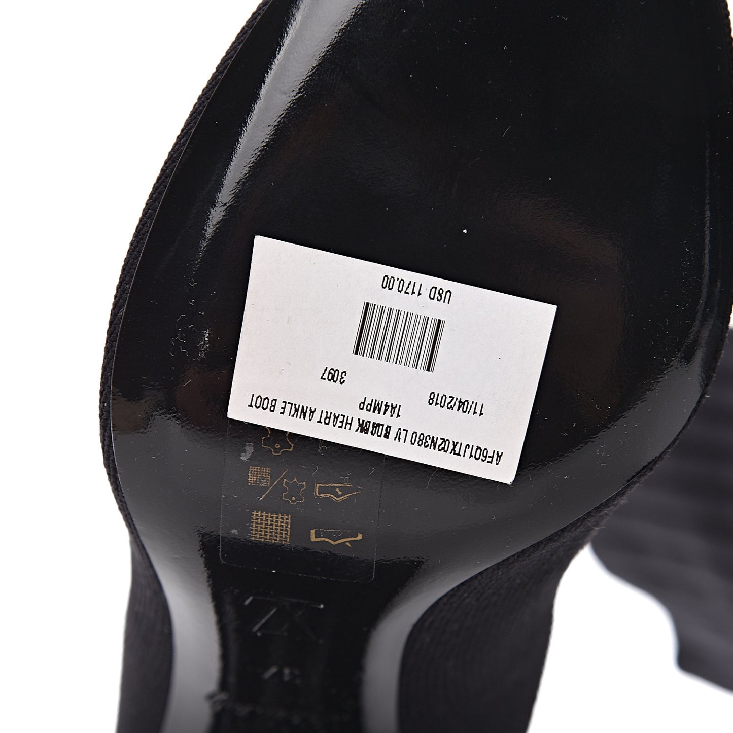 Stretch Fabric LV Black Heart Sock Ankle Boots 37 Black