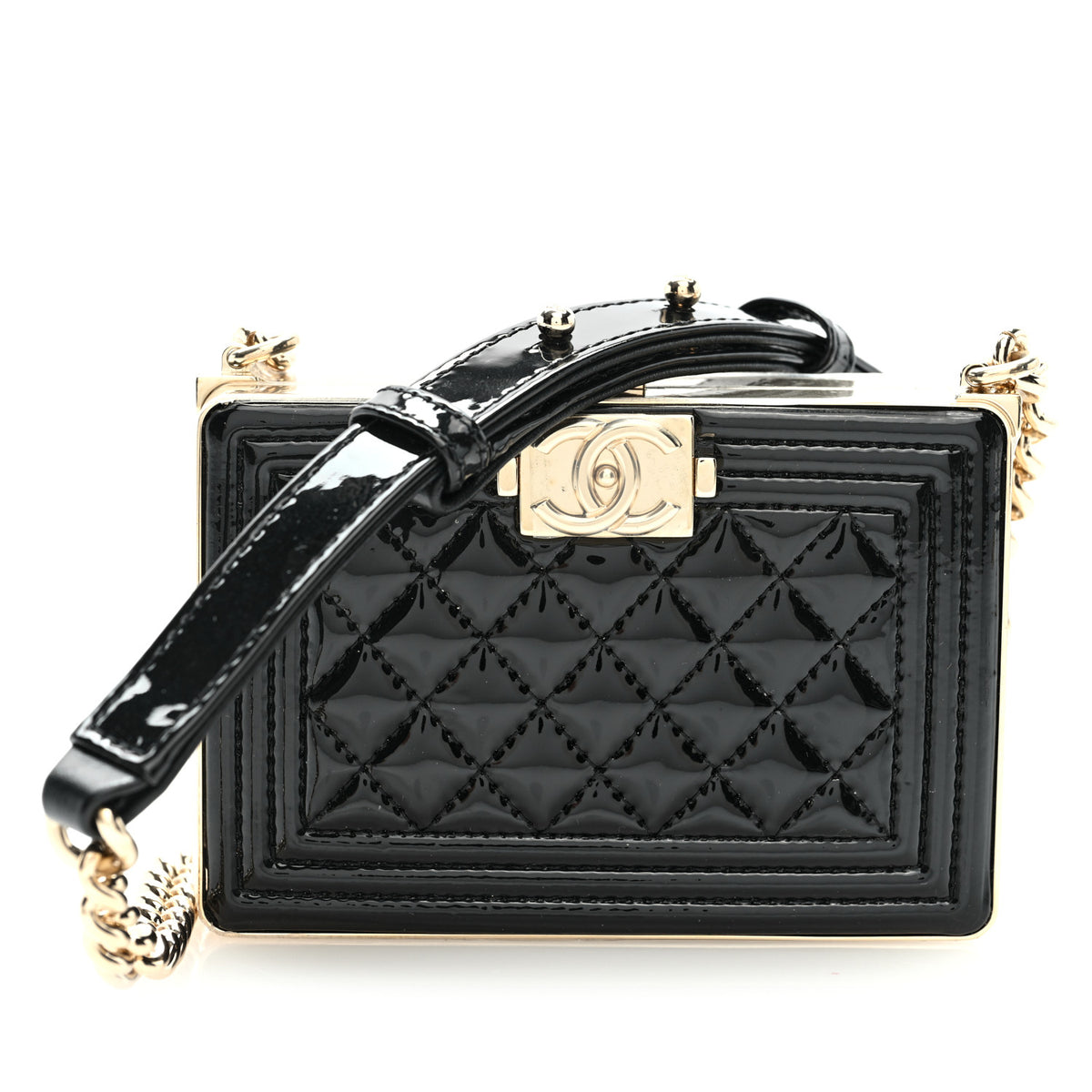Chanel Patent Calfskin Boy Minaudiere Black 1 of 10