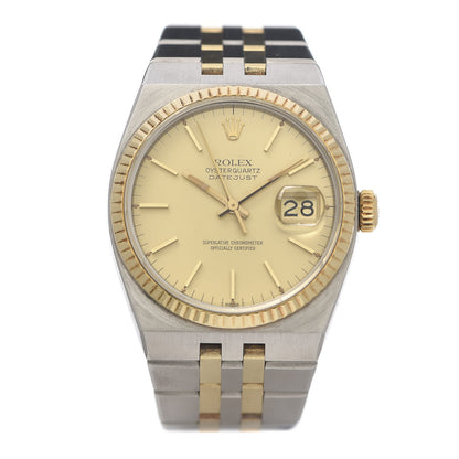 Rolex Stainless Steel 18K Yellow Gold 36mm Oysterquartz Datejust Watch Champagne 17013 1 of 6