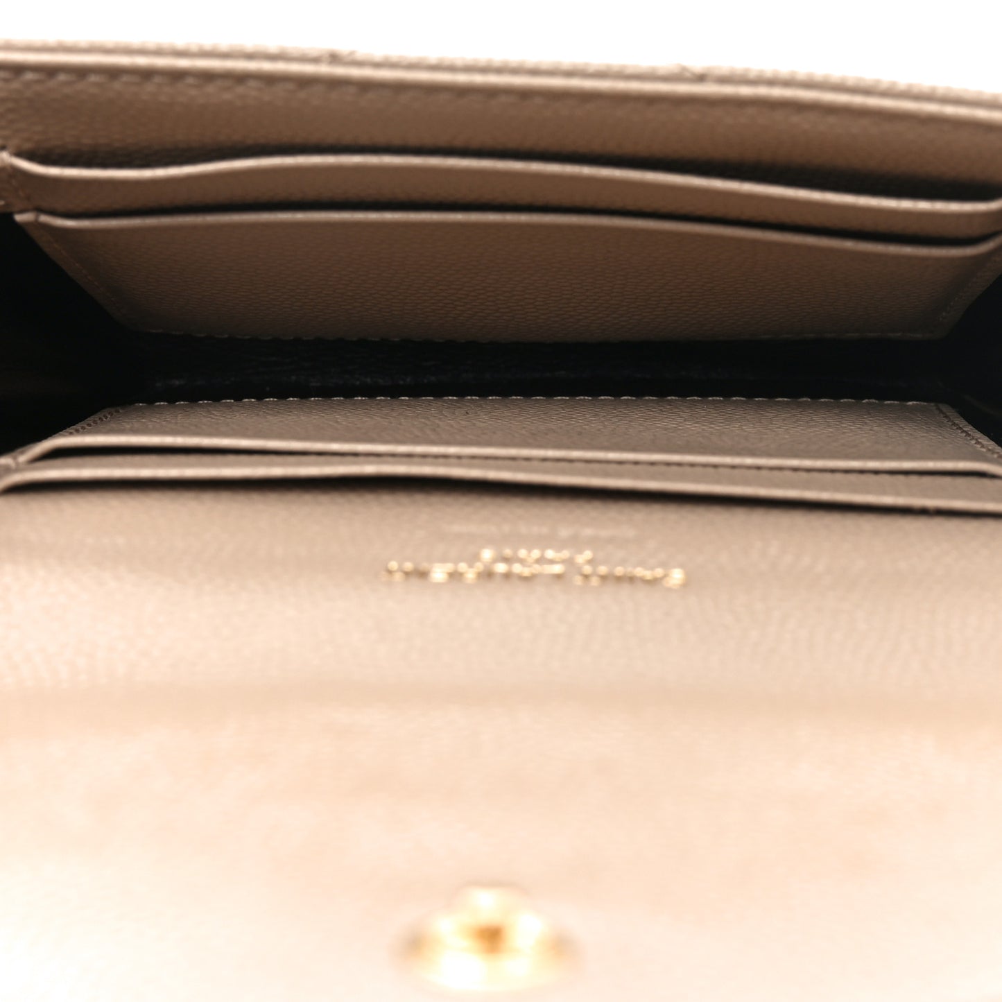 Grain De Poudre Matelasse Chevron Small Monogram Envelope Wallet Dark Beige