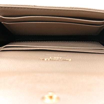 Saint Laurent Grain De Poudre Matelasse Chevron Small Monogram Envelope Wallet Dark Beige 5 of 7