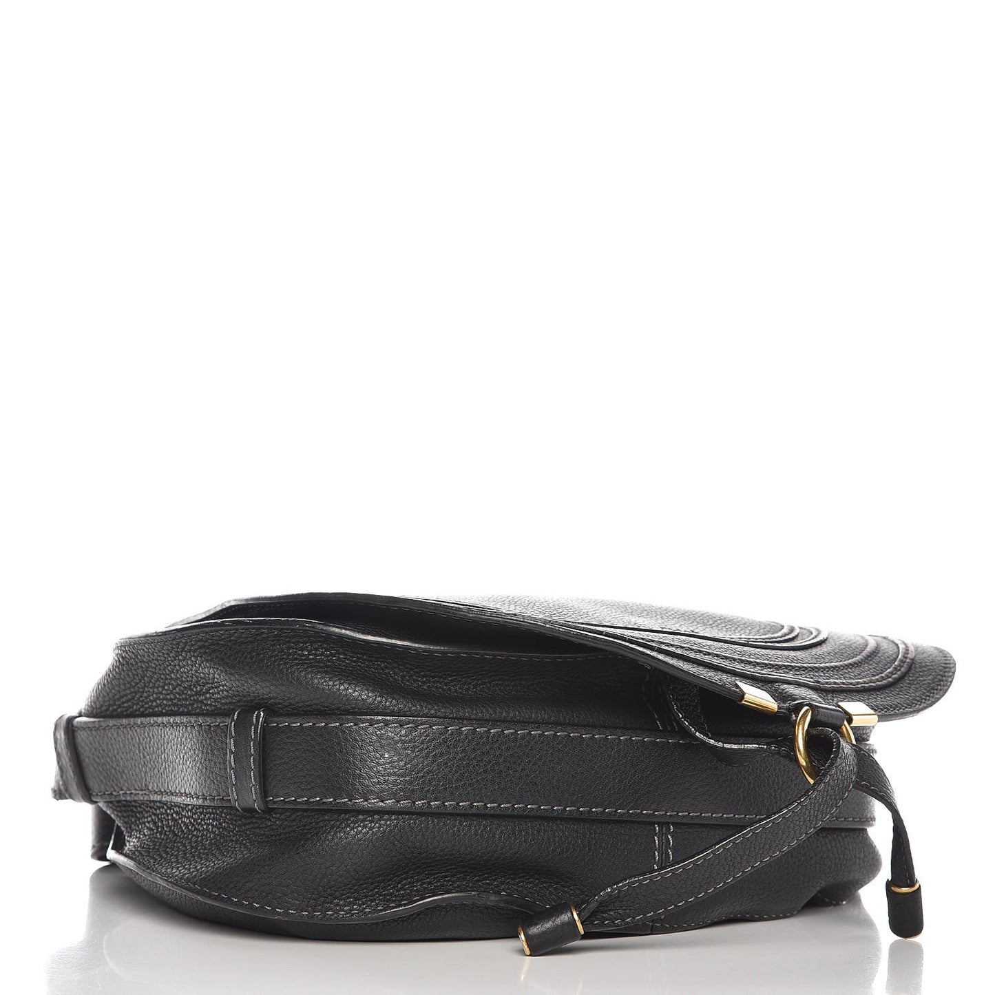 Calfskin Medium Marcie Round Crossbody Bag Black