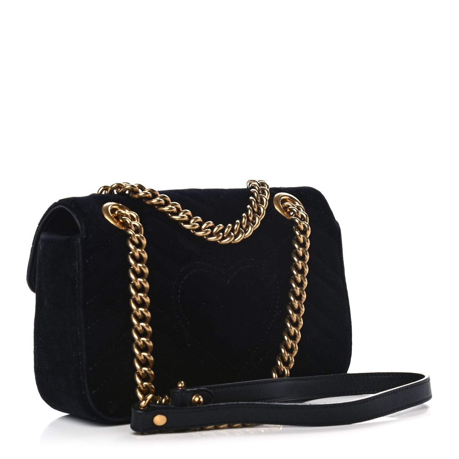 Gucci Velvet Matelasse Mini GG Marmont Shoulder Bag Black 3 of 13