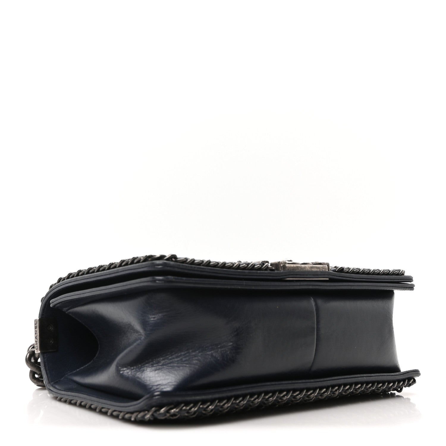 Chanel Glazed Calfskin Quilted Medium Boy Chained Flap Blue 4 of 10