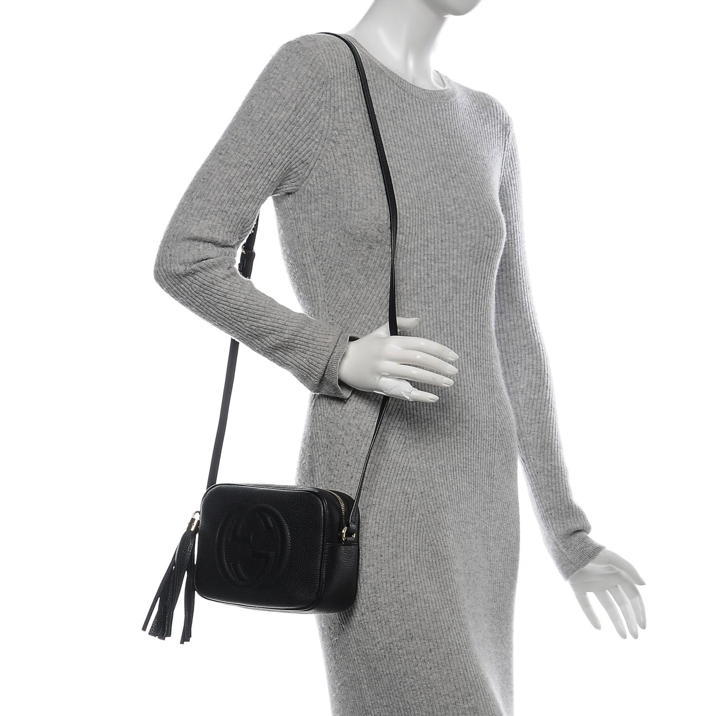 Pebbled Calfskin Small Soho Disco Bag Black