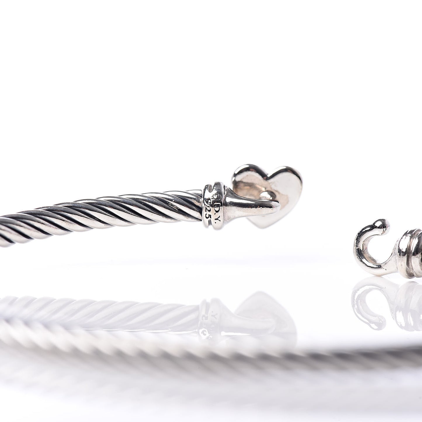 Sterling Silver Diamond Cable Collectibles Heart Bracelet
