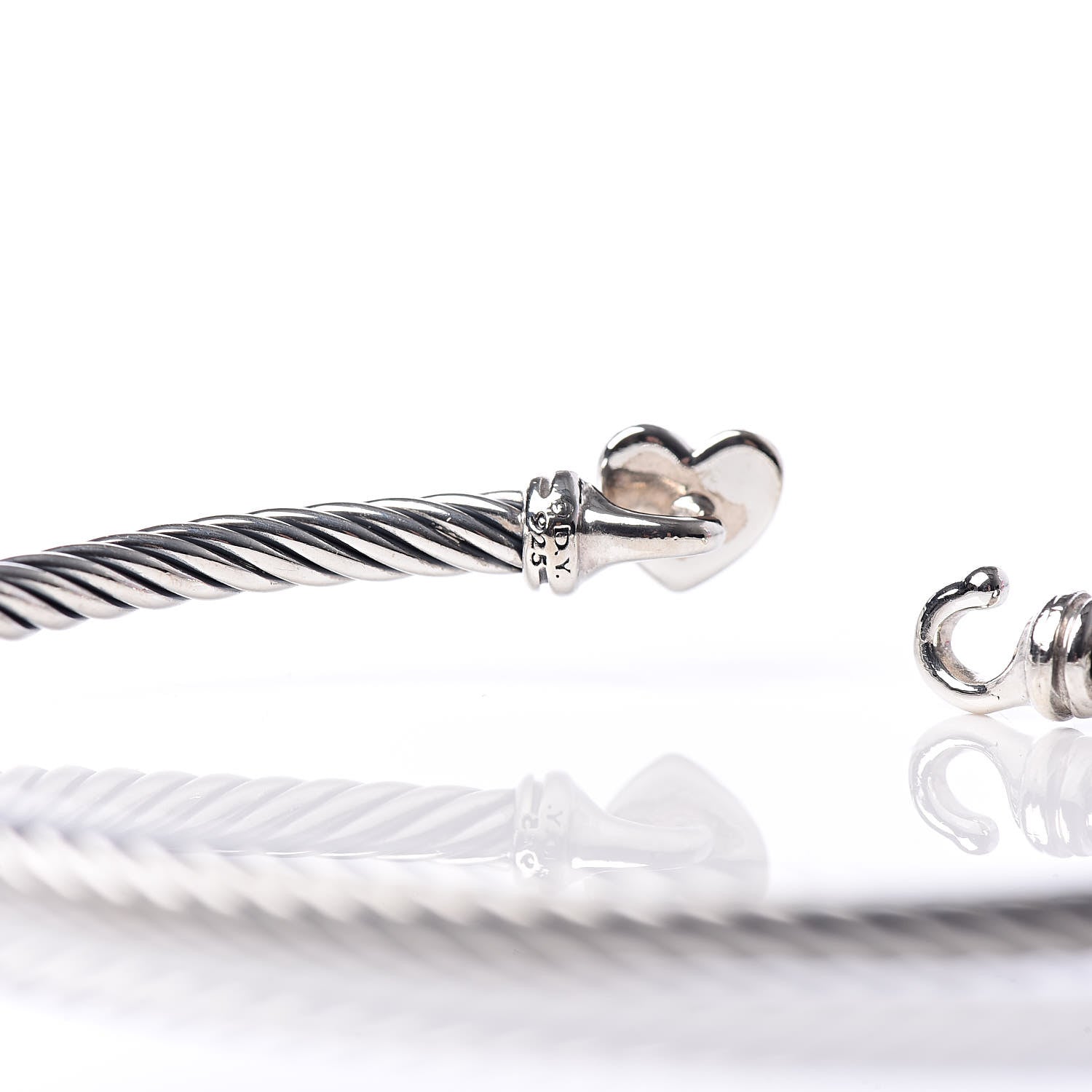 David Yurman Sterling Silver Diamond Cable Collectibles Heart Bracelet 4 of 4