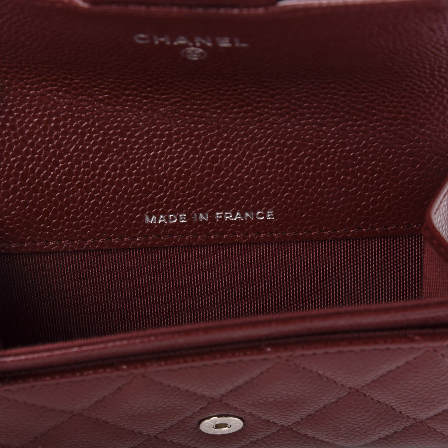 Chanel Iridescent Caviar Quilted Flap Card Holder Wallet Burgundy 9 of 11