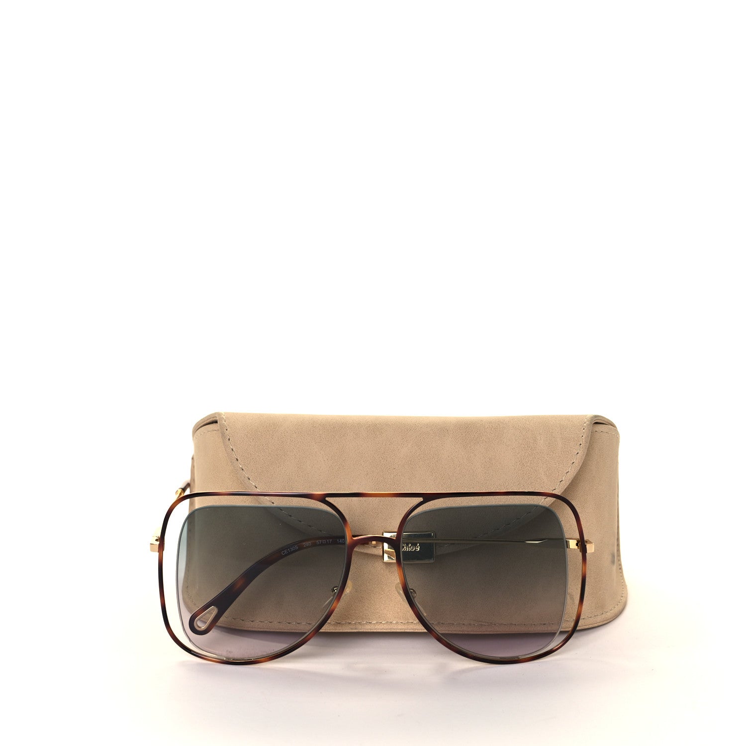Chloe Poppy Aviator Sunglasses CE 130S Gold Havana 7 of 7