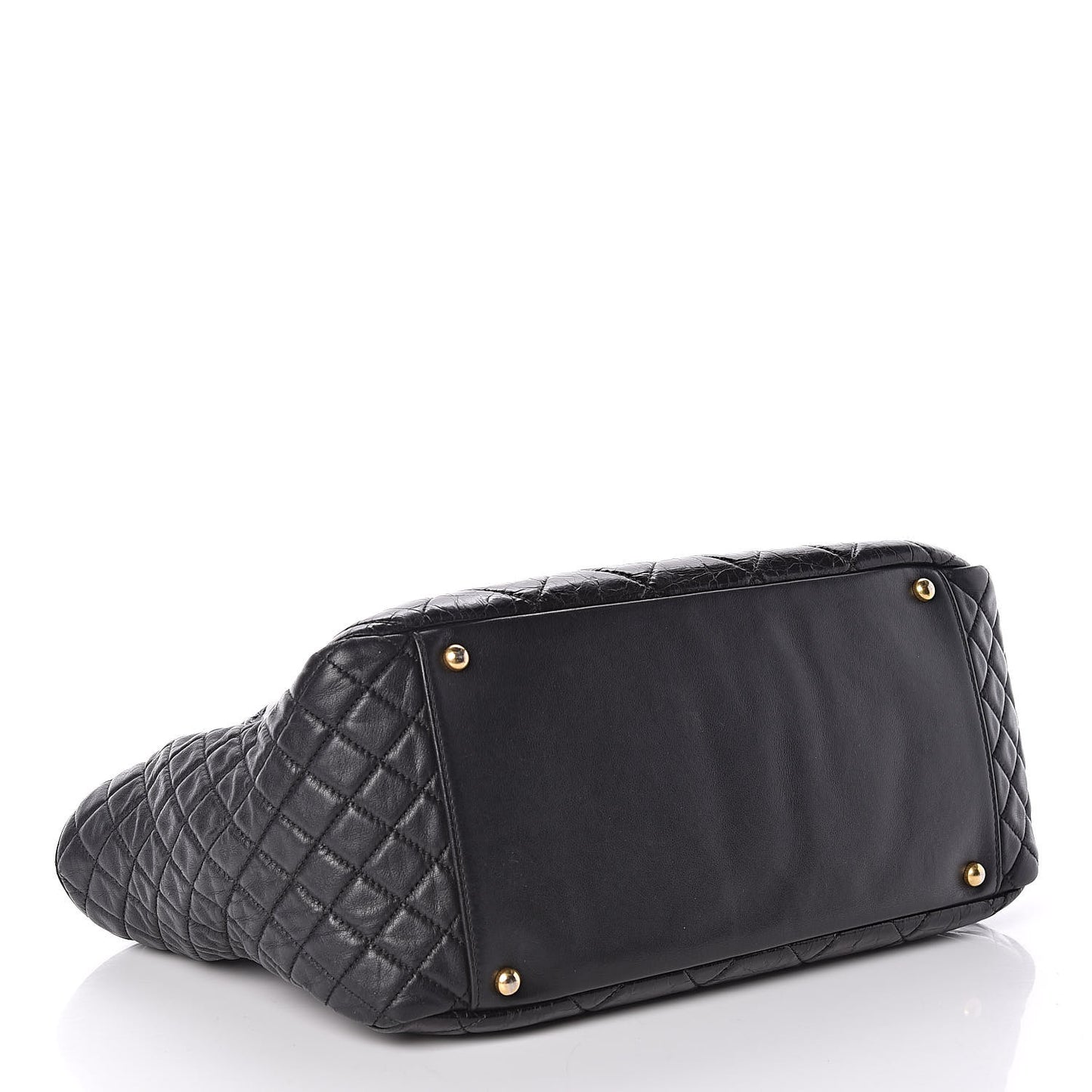 Glazed Crinkled Lambskin Large East West Flap Black
