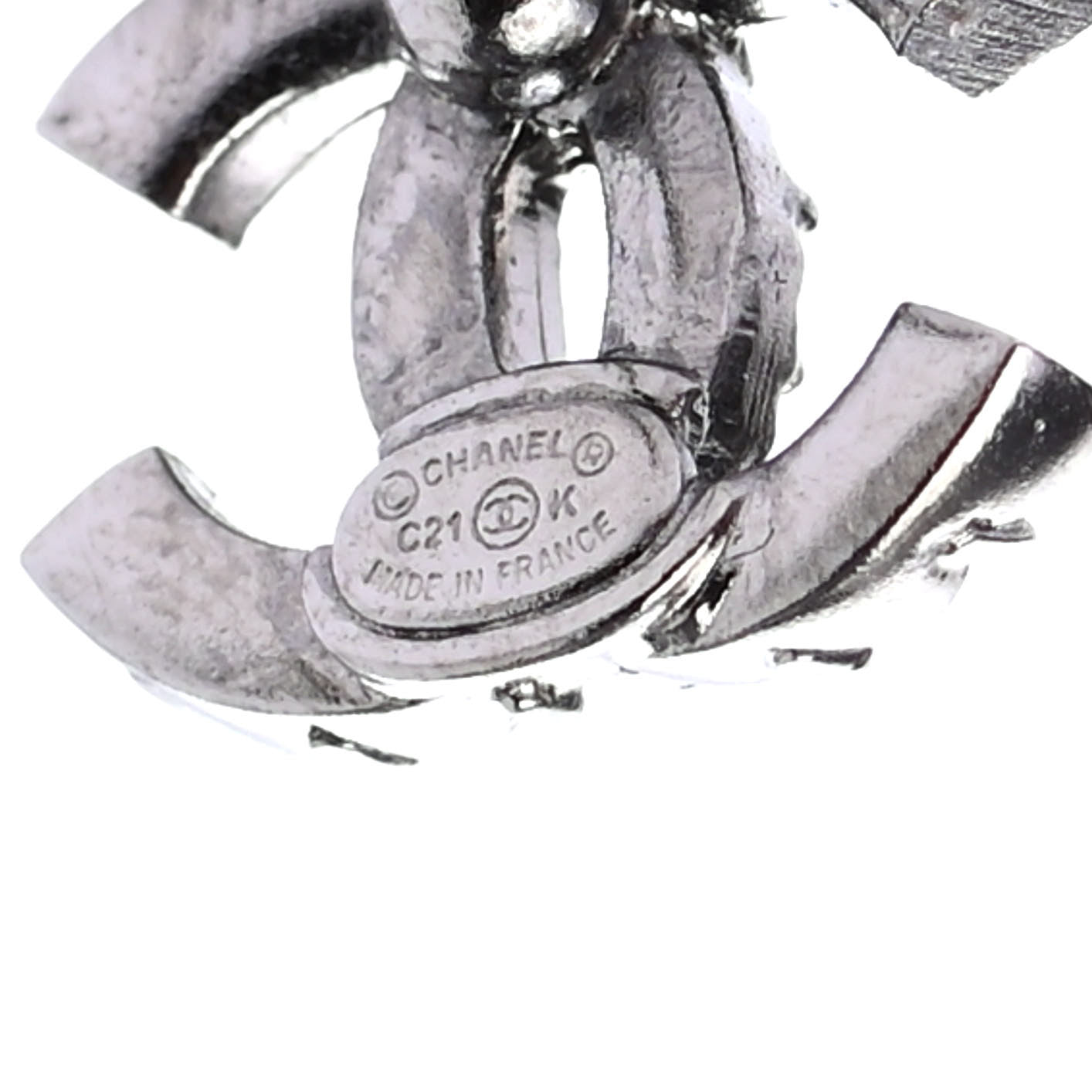 Chanel Ruthenium Crystal CC Earrings 4 of 4