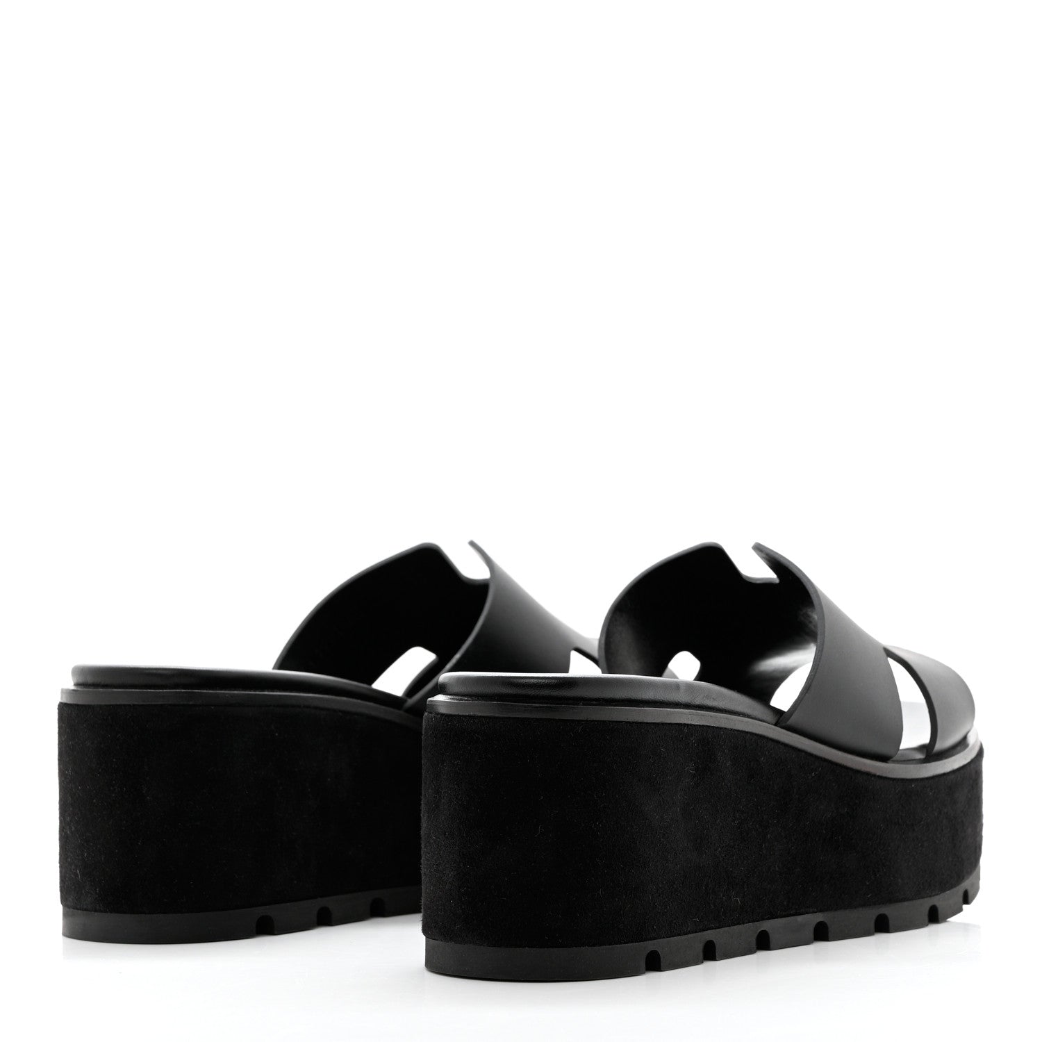 Hermes Calfskin Suede Eze 30 Sandals 38 Black 4 of 12